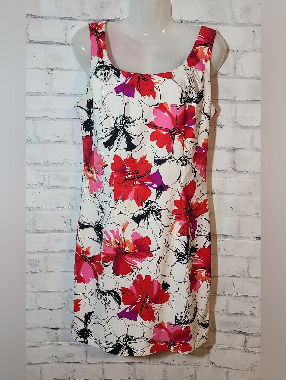 Perceptions New York Floral Scoop Neck Sleeveless Shift Knee Dress 12